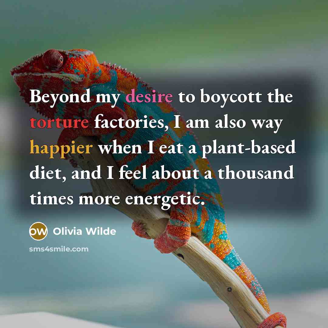 “Beyond my desire to boycott the torture factories, I am…” quote by Olivia Wilde