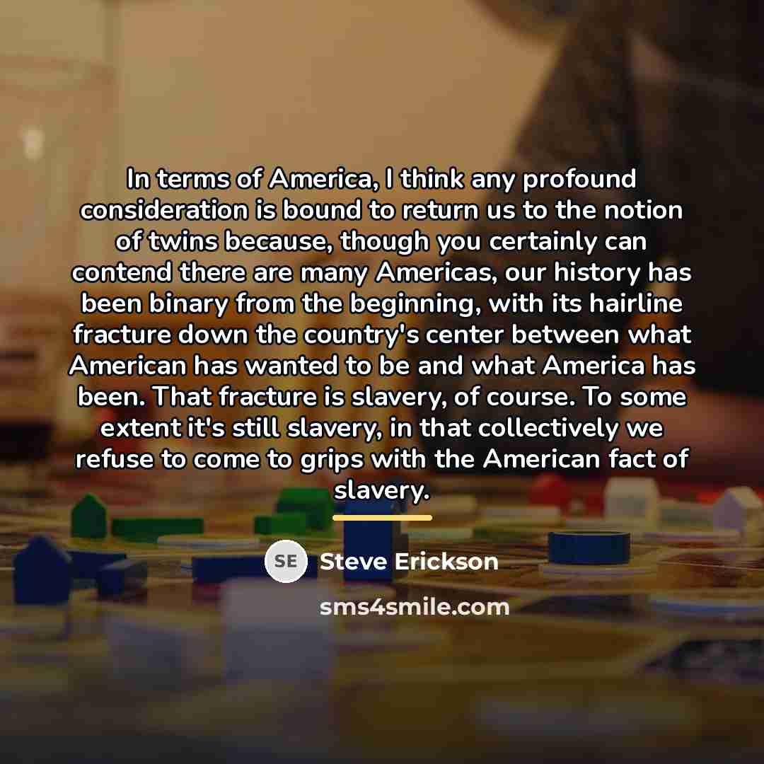 “In terms of America, I think any profound consideration is…” quote by Steve Erickson