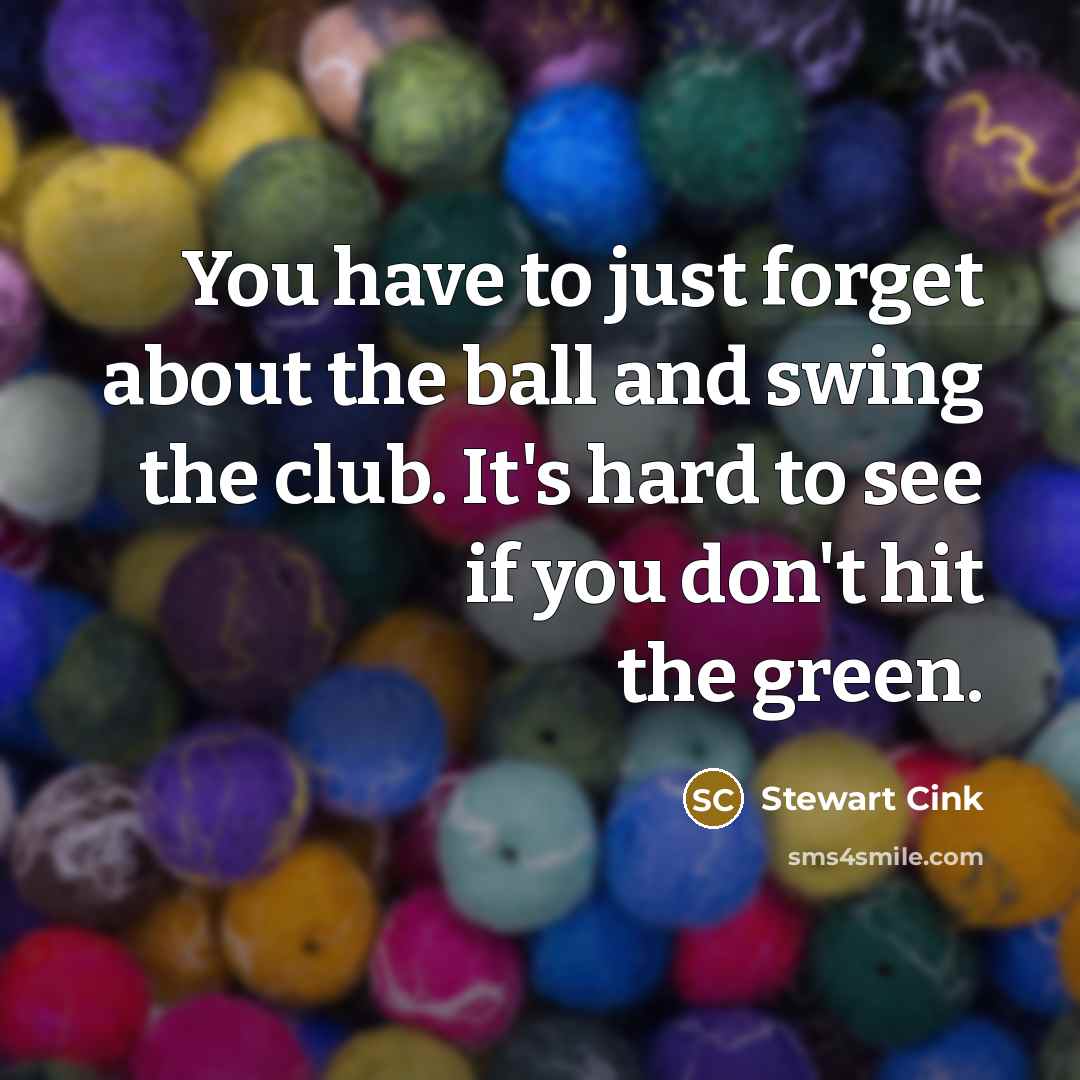 “You have to just forget about the ball and swing…” quote by Stewart Cink