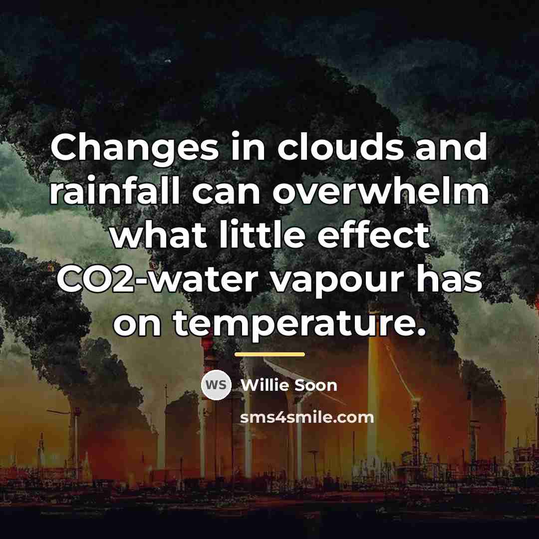 “Changes in clouds and rainfall can overwhelm what little effect…” quote by Willie Soon