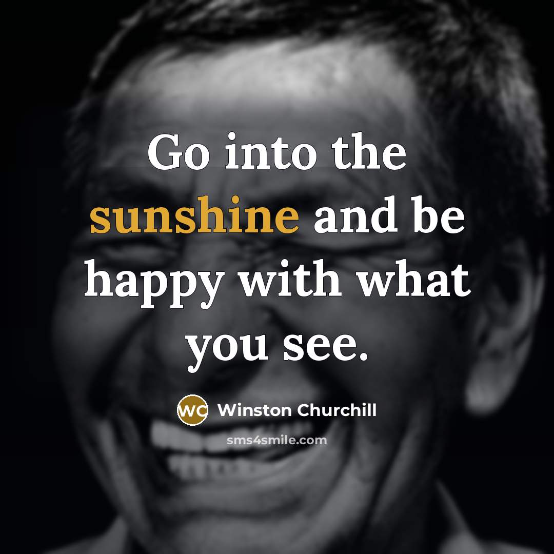 “Go into the sunshine and be happy with what you…” quote by Winston Churchill