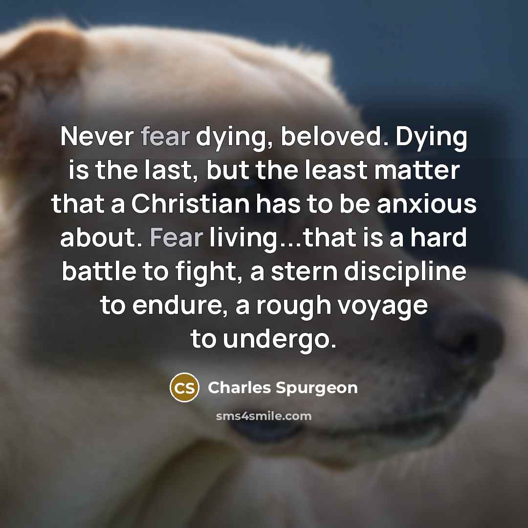 “Never fear dying, beloved. Dying is the last, but the…” quote by Charles Spurgeon