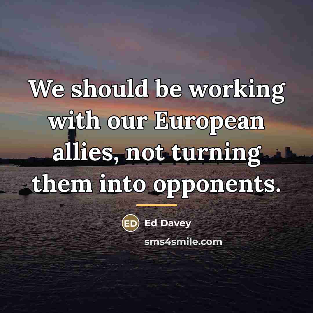“We should be working with our European allies, not turning…” quote by Ed Davey