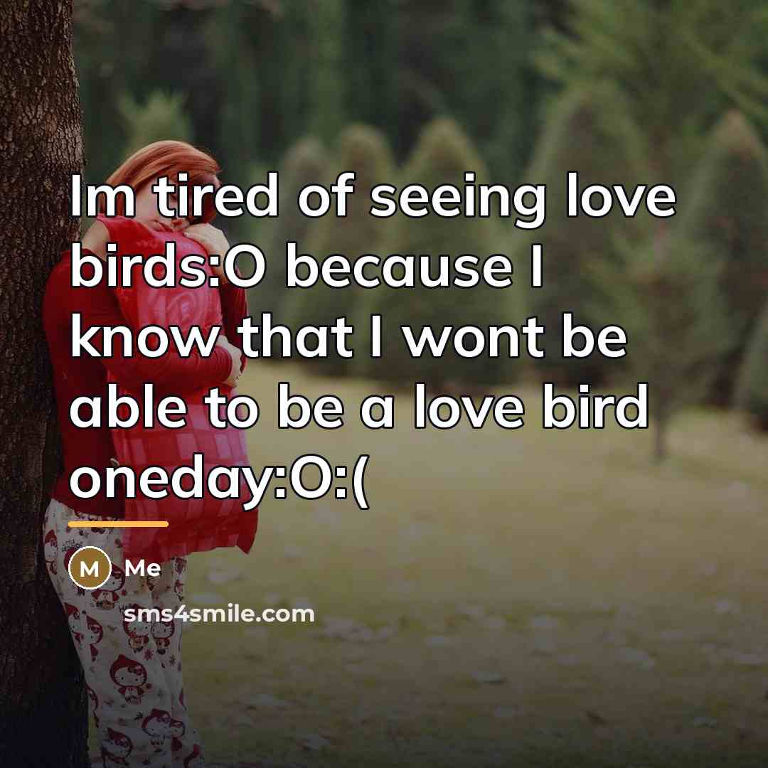 “Im tired of seeing love birds:O because I know that…” quote by Me