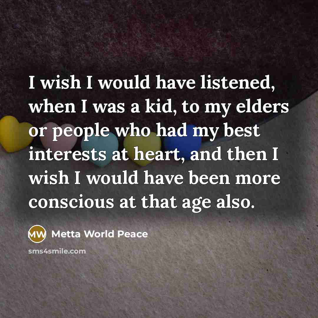 “I wish I would have listened, when I was a…” quote by Metta World Peace