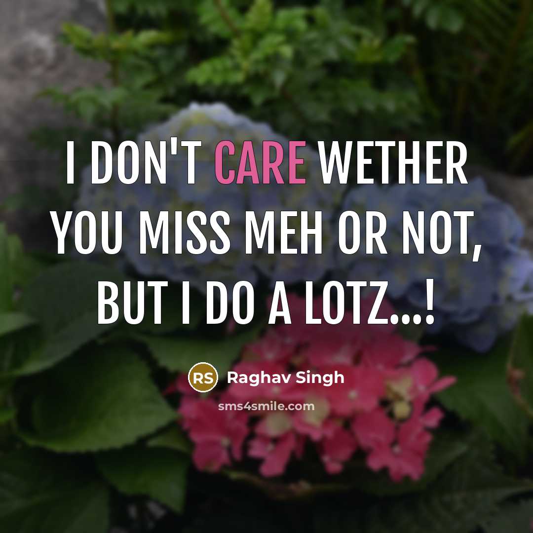“I don't care wether you miss meh or not, but…” quote by Raghav Singh