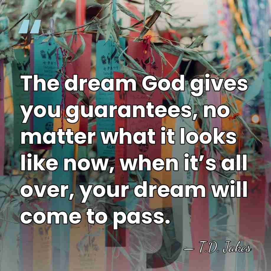 The dream God gives you guarantees, no matter what it looks like&hellip; - T.D. Jakes