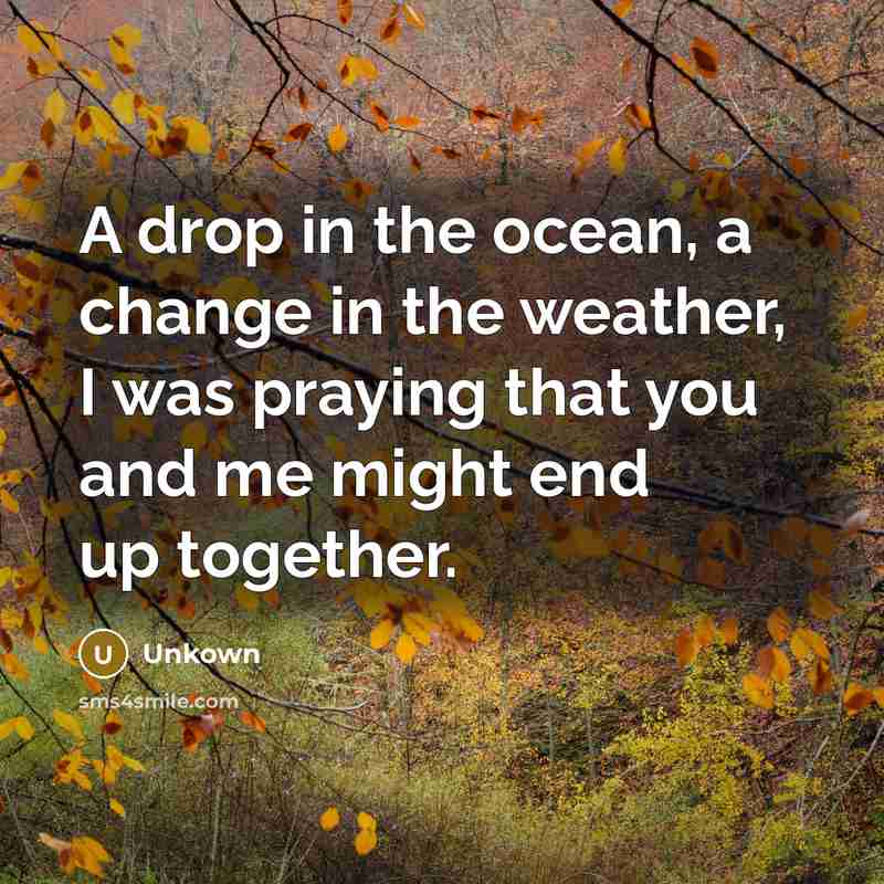 “A drop in the ocean, a change in the weather,…” quote by Unkown