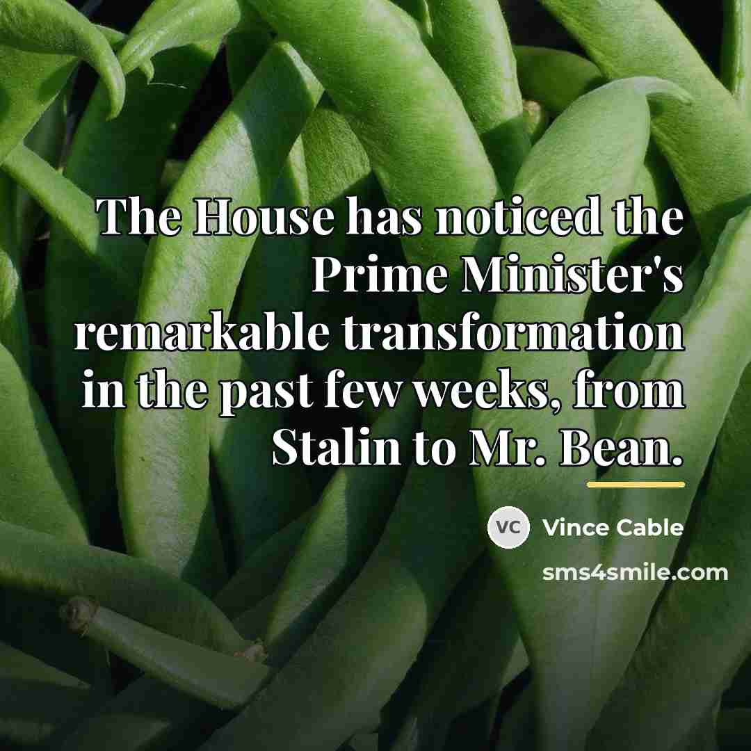 “The House has noticed the Prime Minister's remarkable transformation in…” quote by Vince Cable