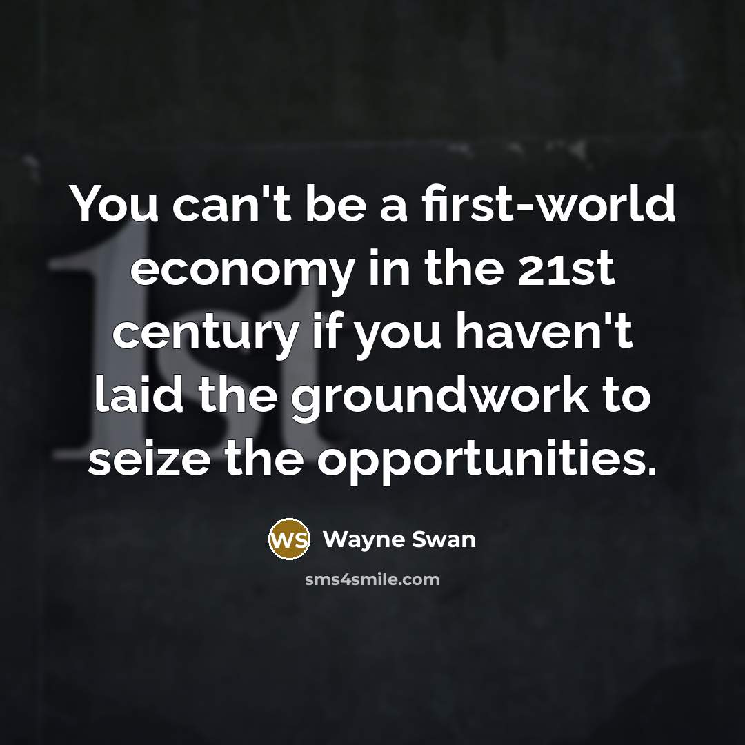 “You can't be a first-world economy in the 21st century…” quote by Wayne Swan