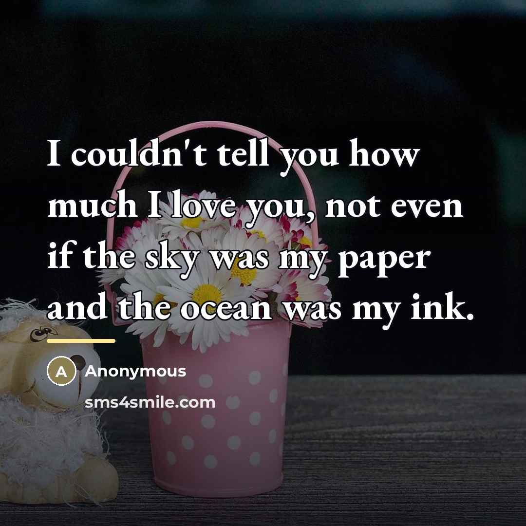 “I couldn't tell you how much I love you, not…” quote by Anonymous