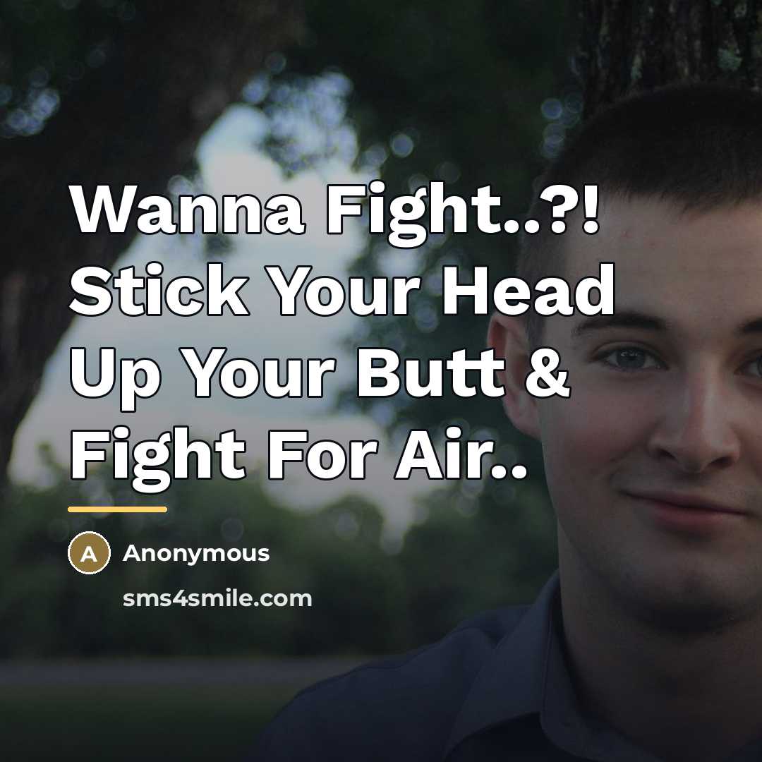 “Wanna Fight..?! Stick Your Head Up Your Butt & Fight…” quote by Anonymous