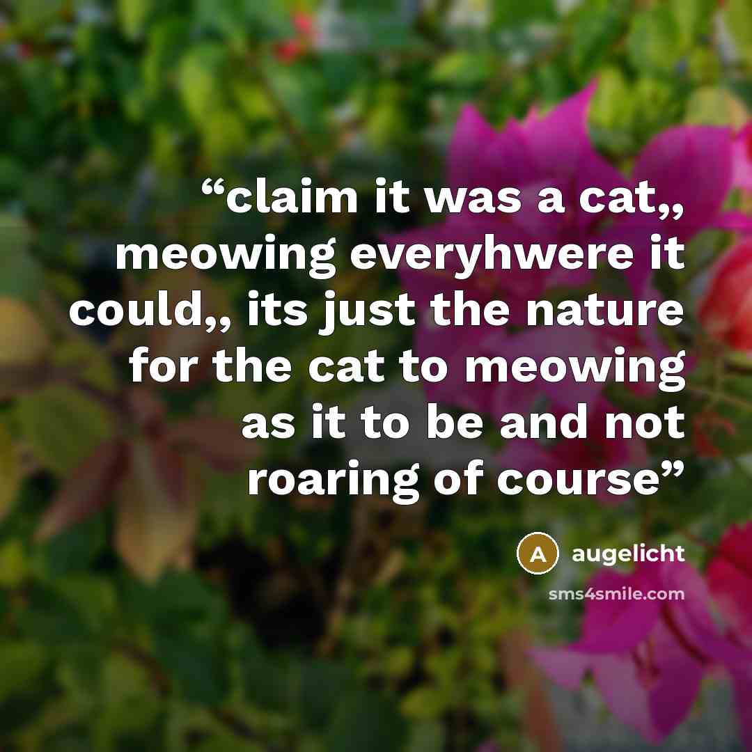 “claim it was a cat,, meowing everyhwere it could,, its just the nature for the cat to meowing as it to be and not roaring of course” quote by augelicht