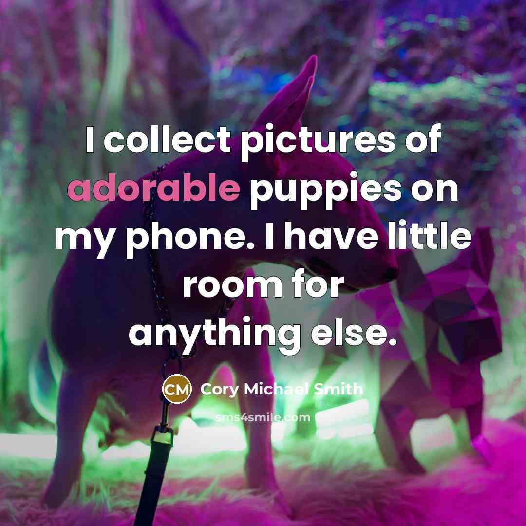 “I collect pictures of adorable puppies on my phone. I…” quote by Cory Michael Smith