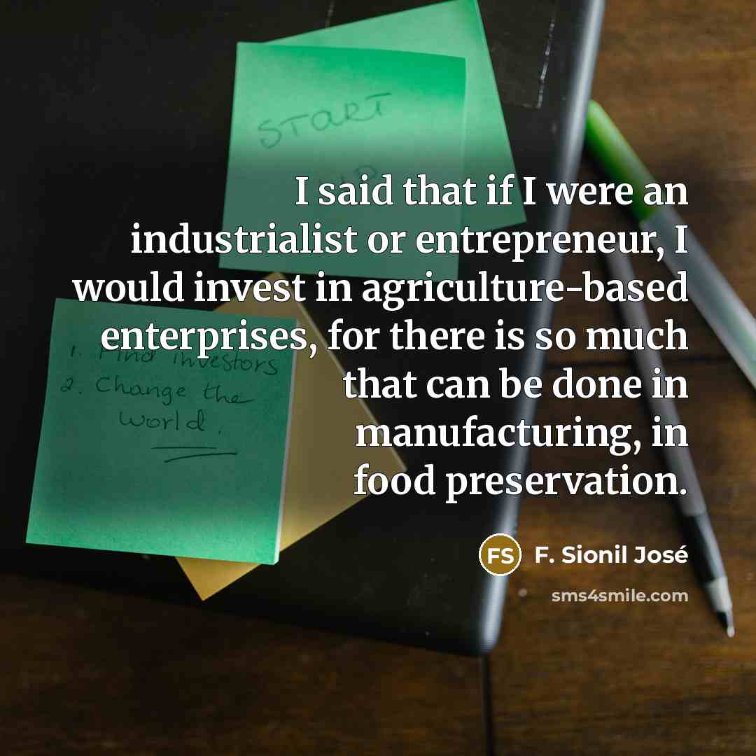 “I said that if I were an industrialist or entrepreneur,…” quote by F. Sionil Jose