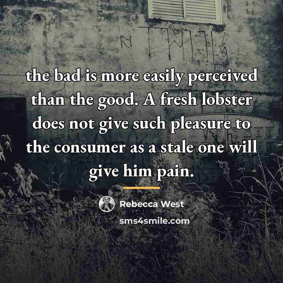 “the bad is more easily perceived than the good. A…” quote by Rebecca West