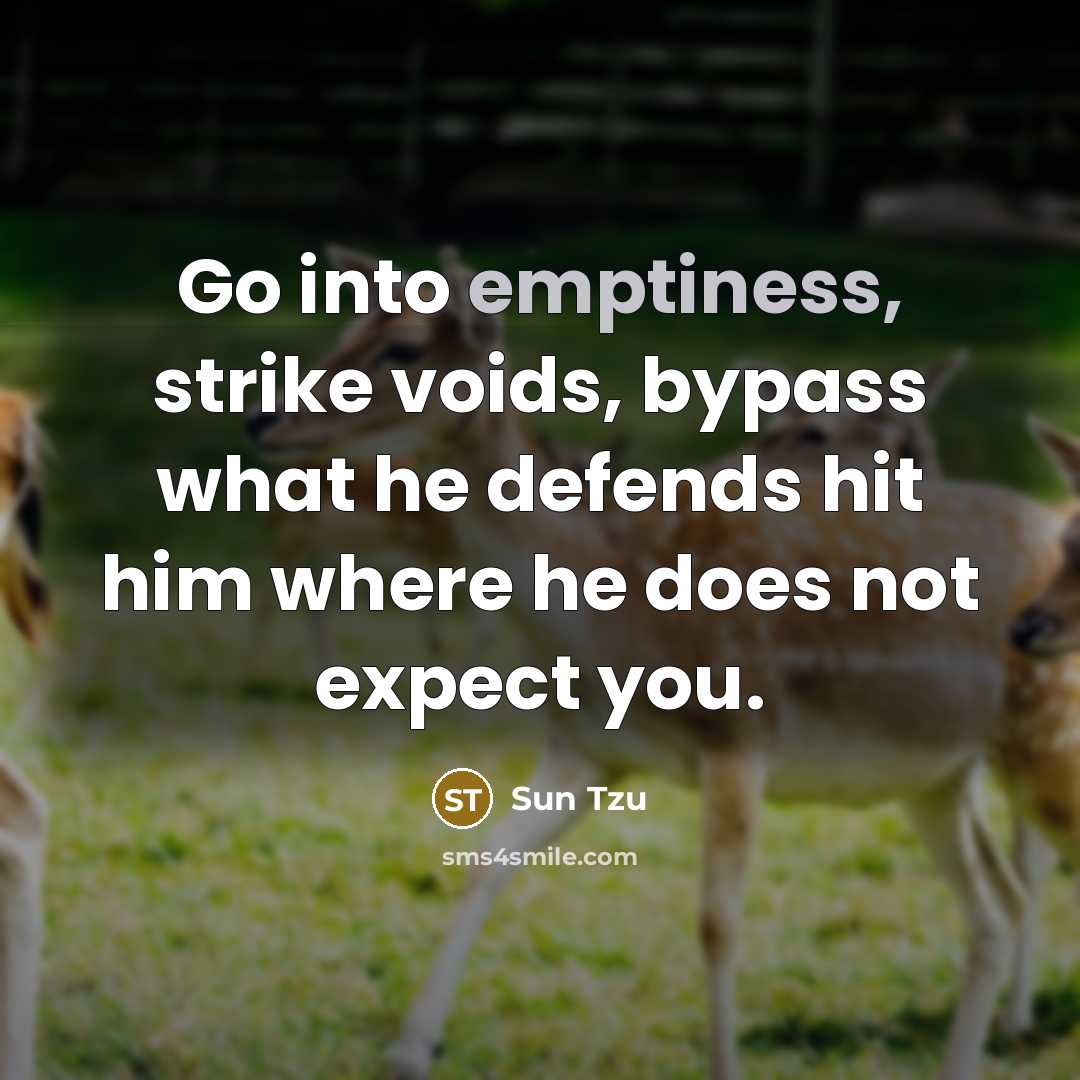 “Go into emptiness, strike voids, bypass what he defends hit…” quote by Sun Tzu