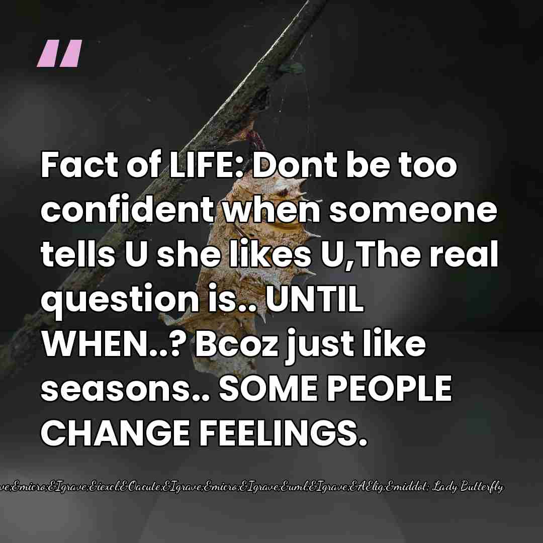 Fact of LIFE: Dont be too confident when someone tells U she&hellip; - &AElig;&cedil;&Igrave;&micro;&Igrave;&iexcl;&Oacute;&Igrave;&micro;&Igrave;&uml;&Igrave;&AElig;&middot; Lady Butterfly