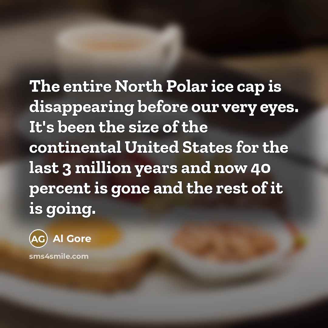 “The entire North Polar ice cap is disappearing before our…” quote by Al Gore