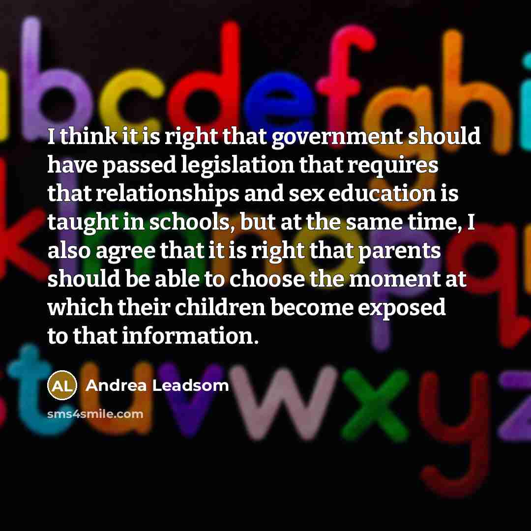“I think it is right that government should have passed…” quote by Andrea Leadsom