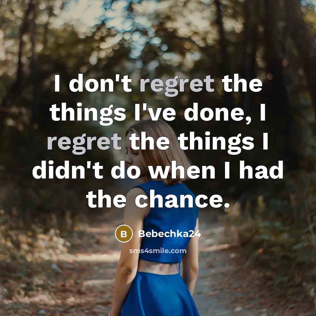 “I don't regret the things I've done, I regret the…” quote by Bebechka24