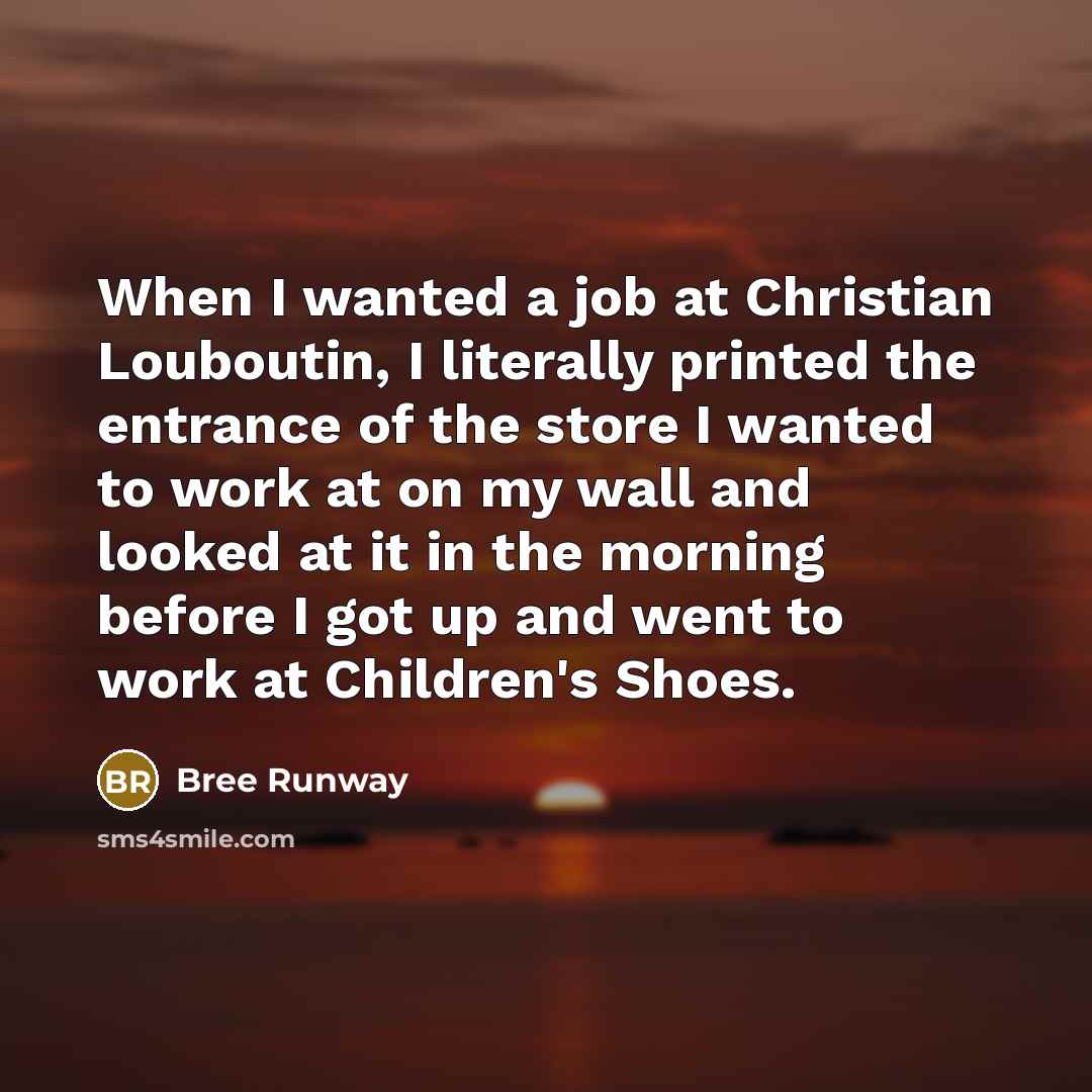 “When I wanted a job at Christian Louboutin, I literally…” quote by Bree Runway