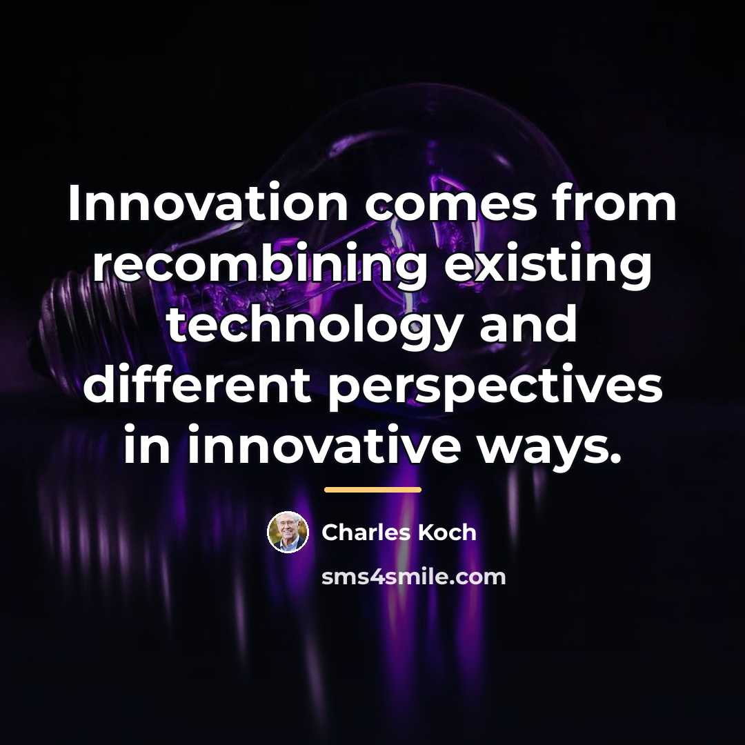 “Innovation comes from recombining existing technology and different perspectives in…” quote by Charles Koch