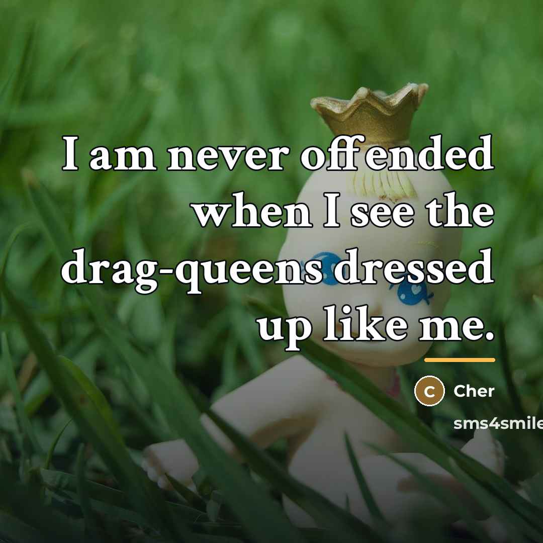 “I am never offended when I see the drag-queens dressed…” quote by Cher
