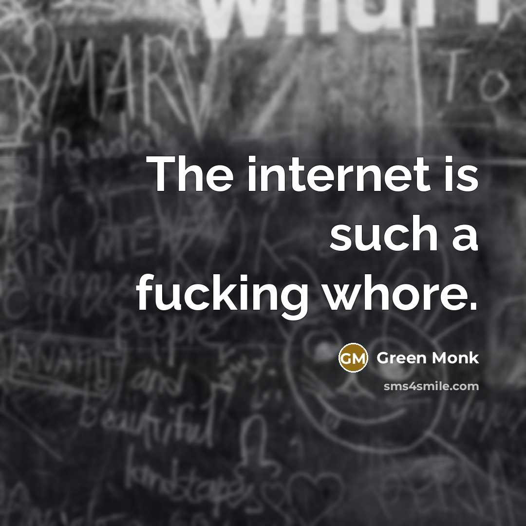 “The internet is such a fucking whore.…” quote by Green Monk