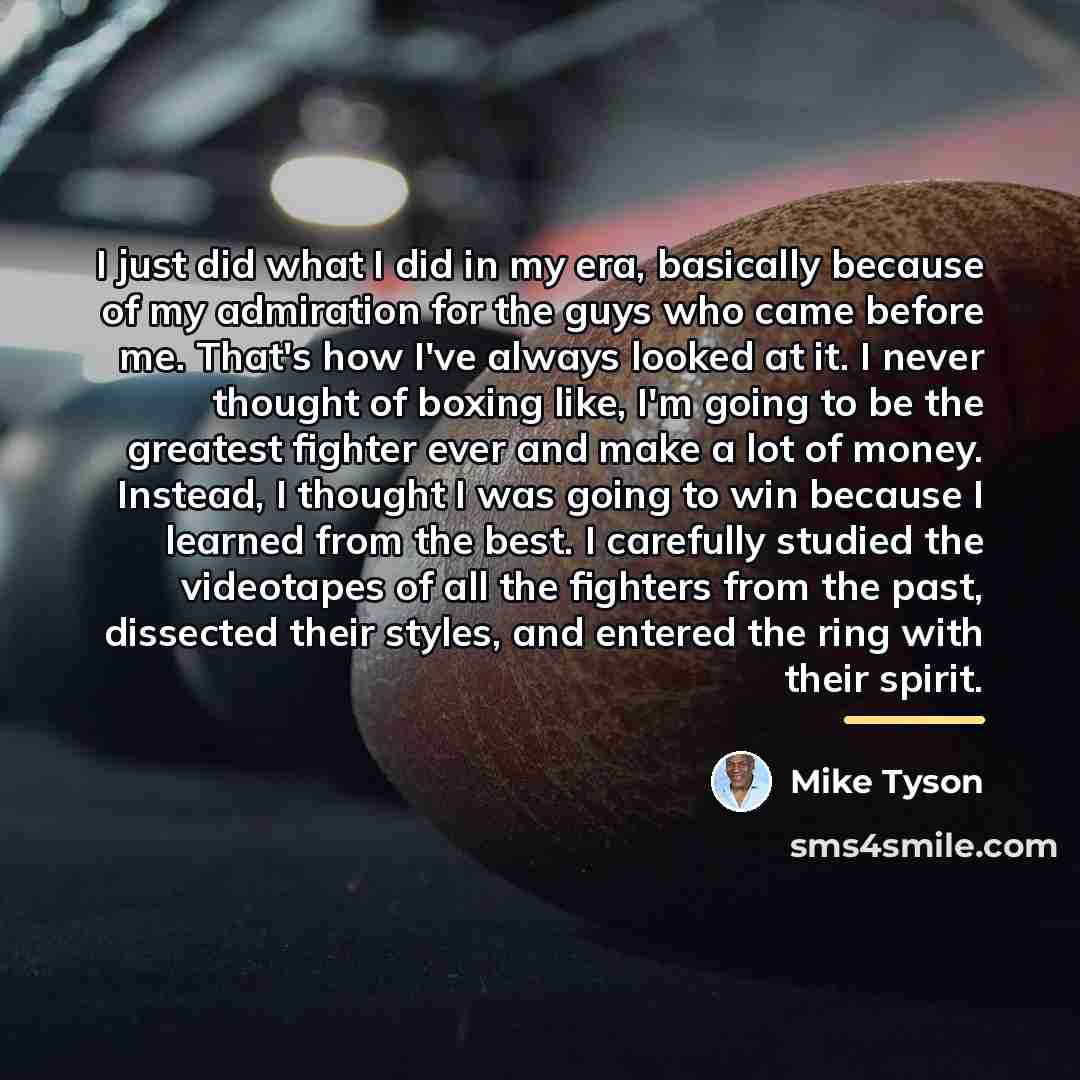 “I just did what I did in my era, basically…” quote by Mike Tyson