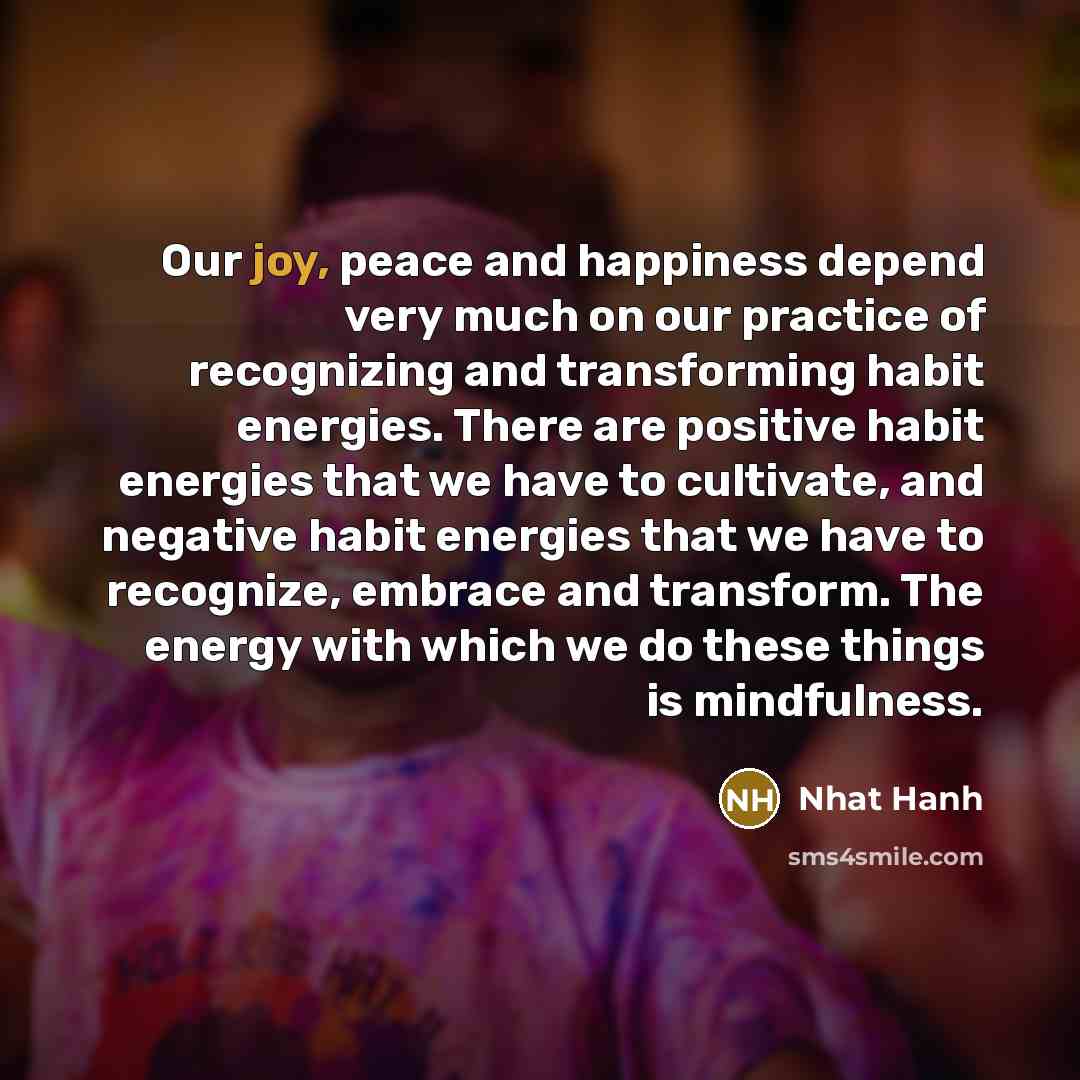 “Our joy, peace and happiness depend very much on our…” quote by Nhat Hanh