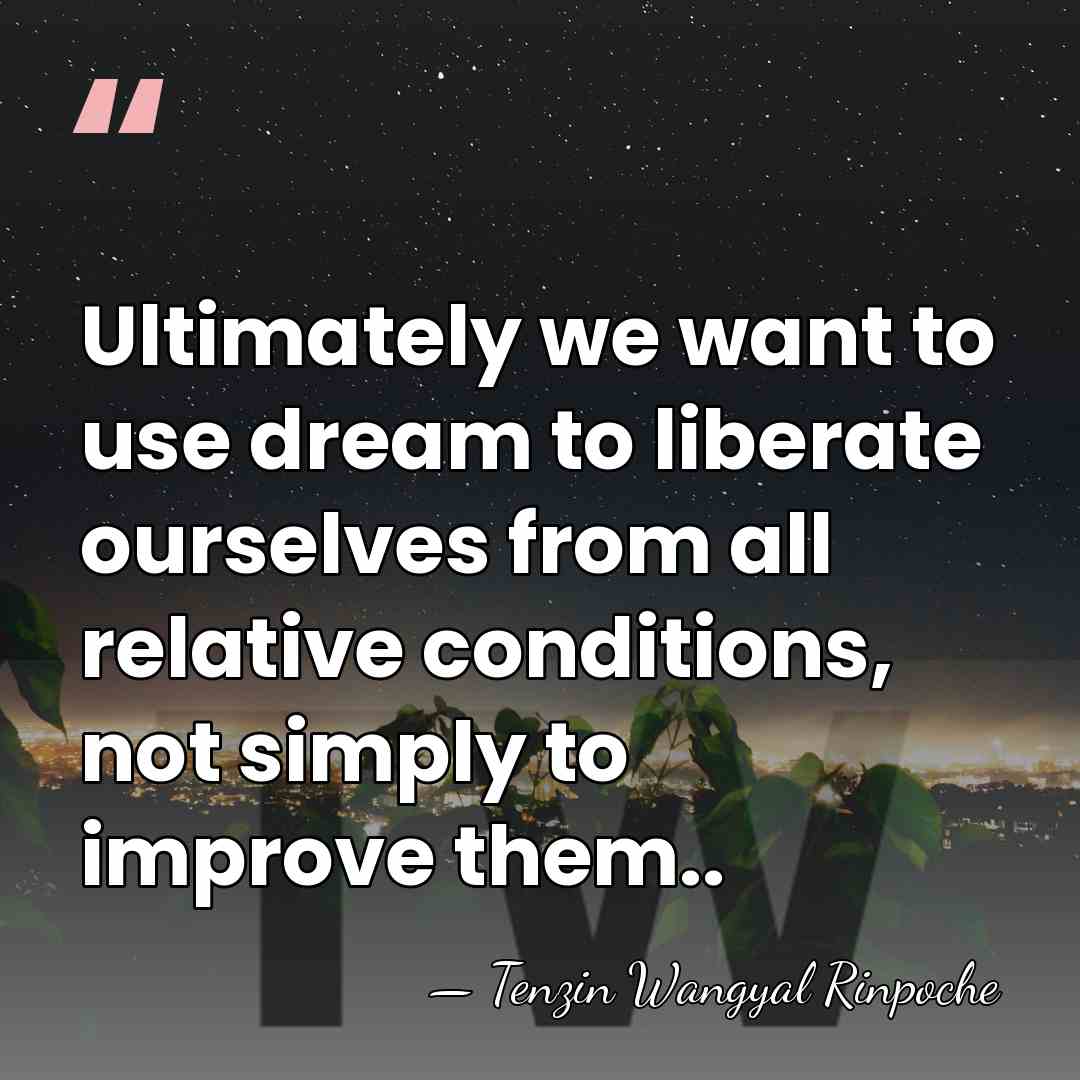 Ultimately we want to use dream to liberate ourselves from all relative&hellip; - Tenzin Wangyal Rinpoche