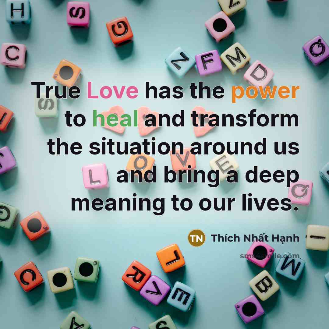 “True Love has the power to heal and transform the situation around us and bring a deep meaning to our lives.” quote by Thich Nhat Hanh