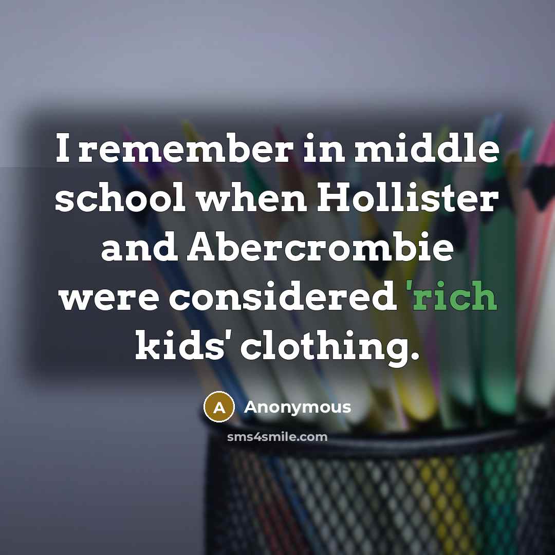 “I remember in middle school when Hollister and Abercrombie were…” quote by Anonymous