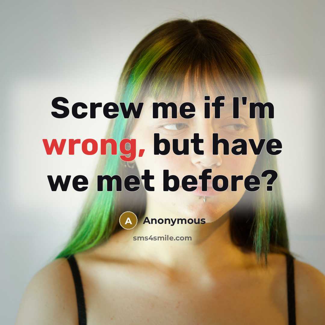 “Screw me if I'm wrong, but have we met before?…” quote by Anonymous