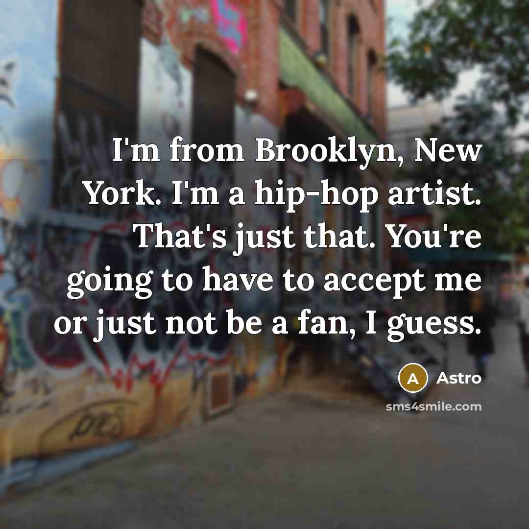 “I'm from Brooklyn, New York. I'm a hip-hop artist. That's…” quote by Astro