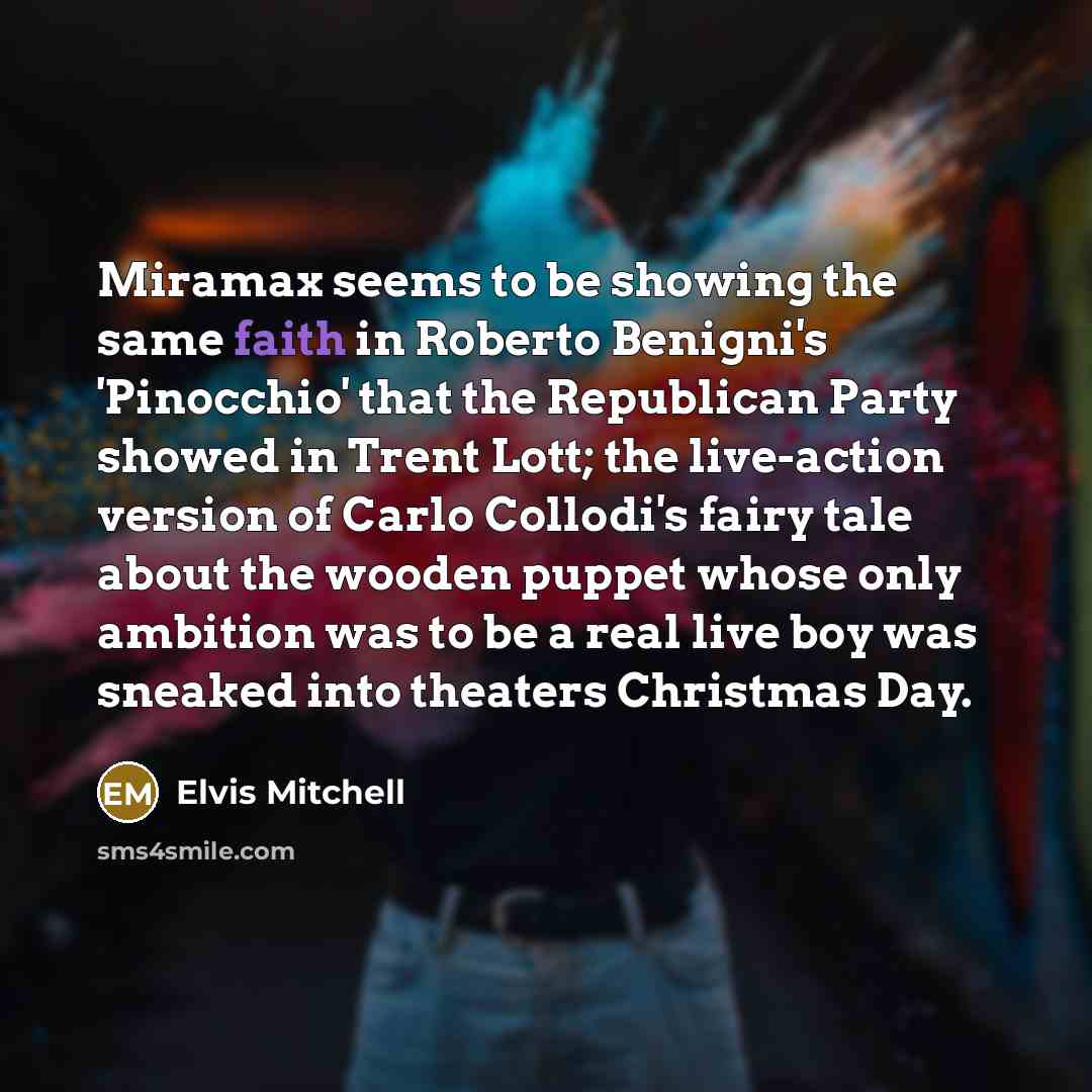 “Miramax seems to be showing the same faith in Roberto…” quote by Elvis Mitchell