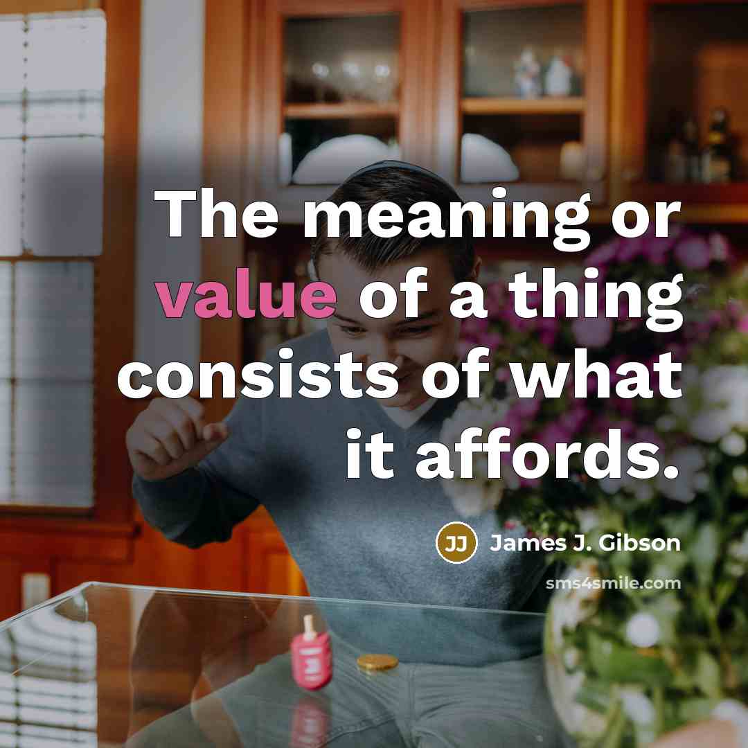 “The meaning or value of a thing consists of what it affords.” quote by James J. Gibson