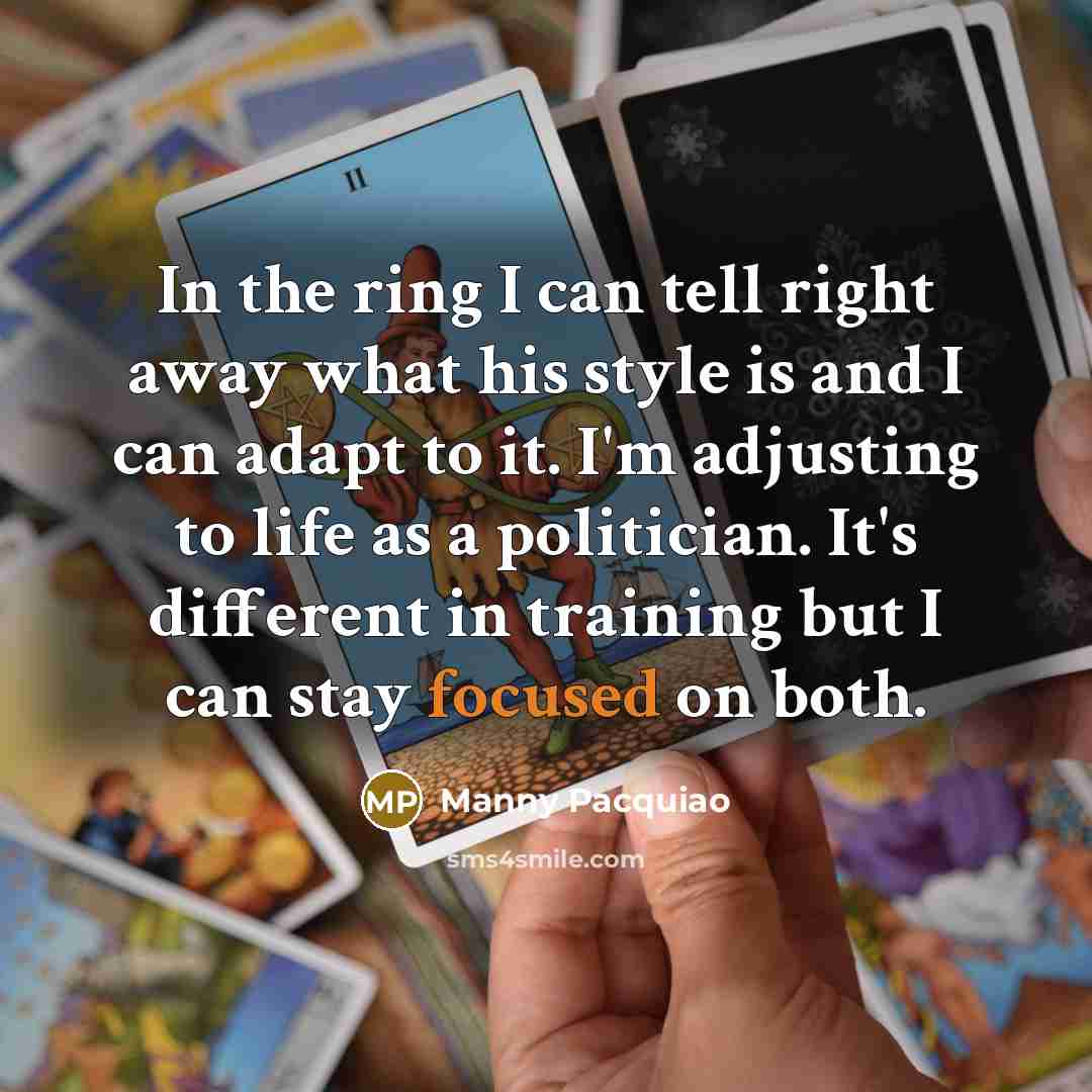 “In the ring I can tell right away what his…” quote by Manny Pacquiao