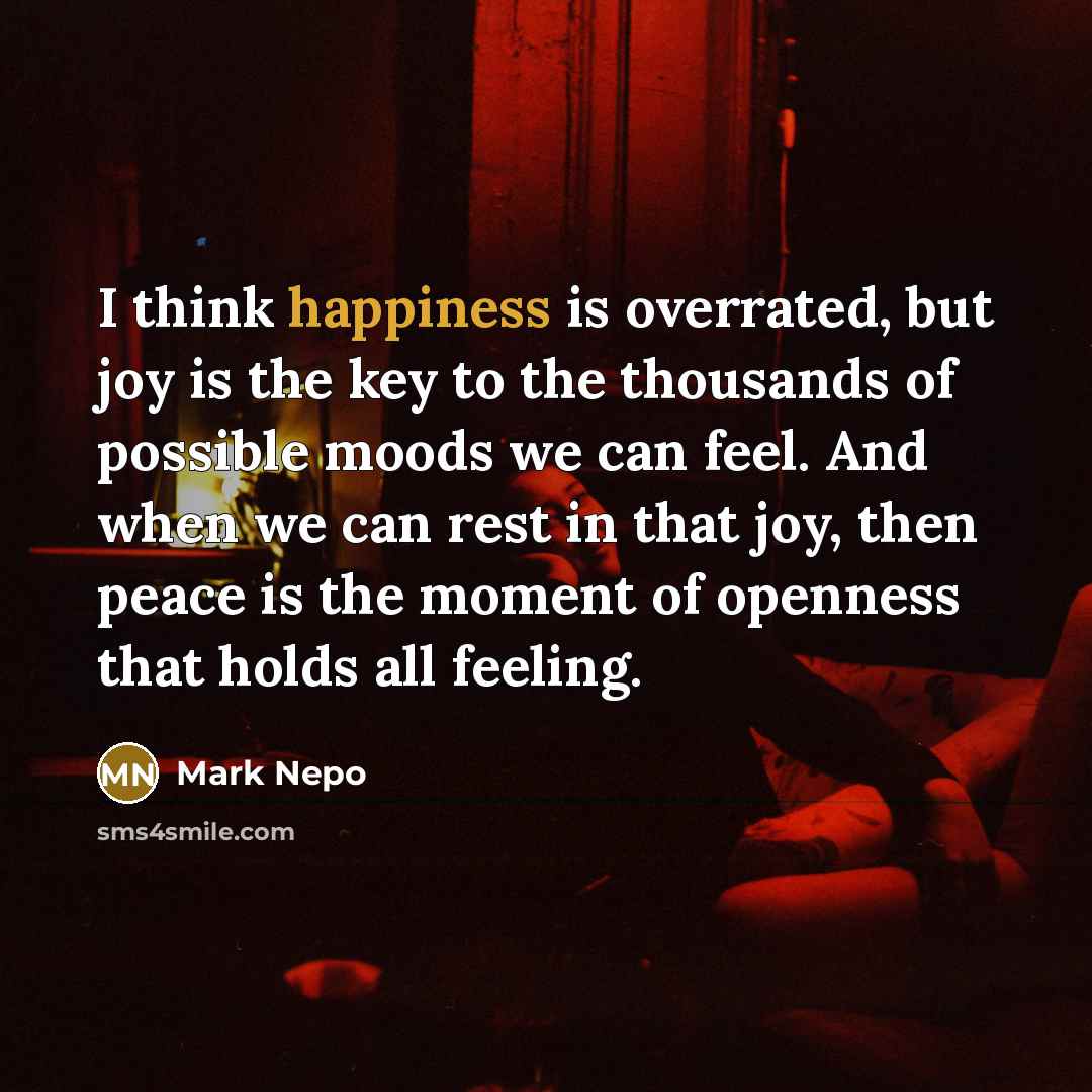 “I think happiness is overrated, but joy is the key…” quote by Mark Nepo
