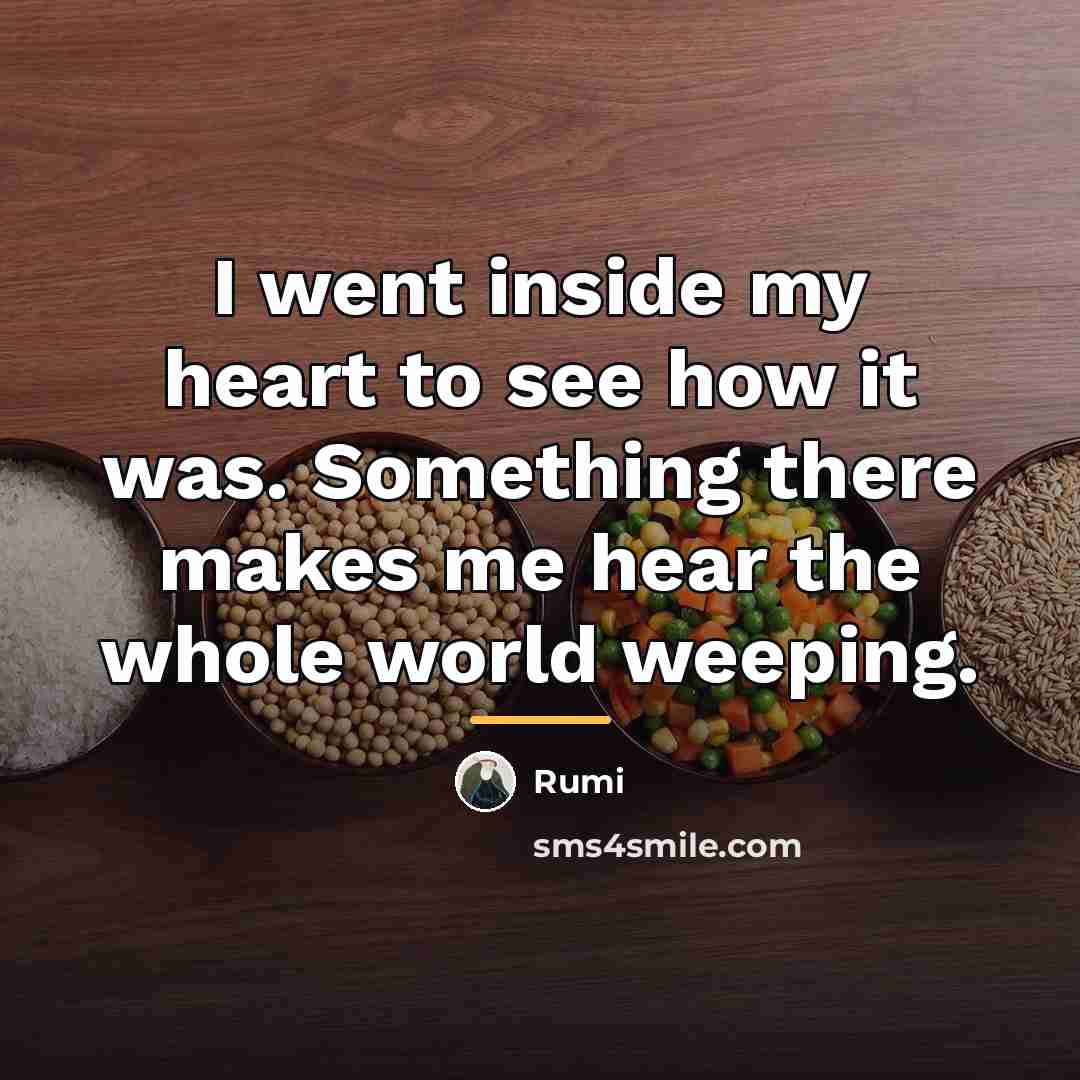 “I went inside my heart to see how it was.…” quote by Rumi