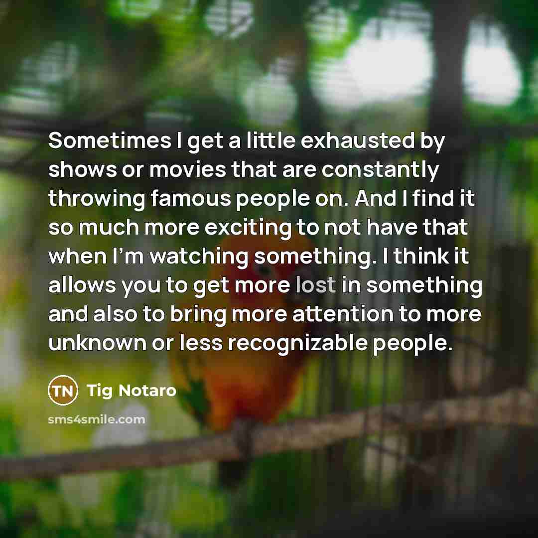 “Sometimes I get a little exhausted by shows or movies…” quote by Tig Notaro