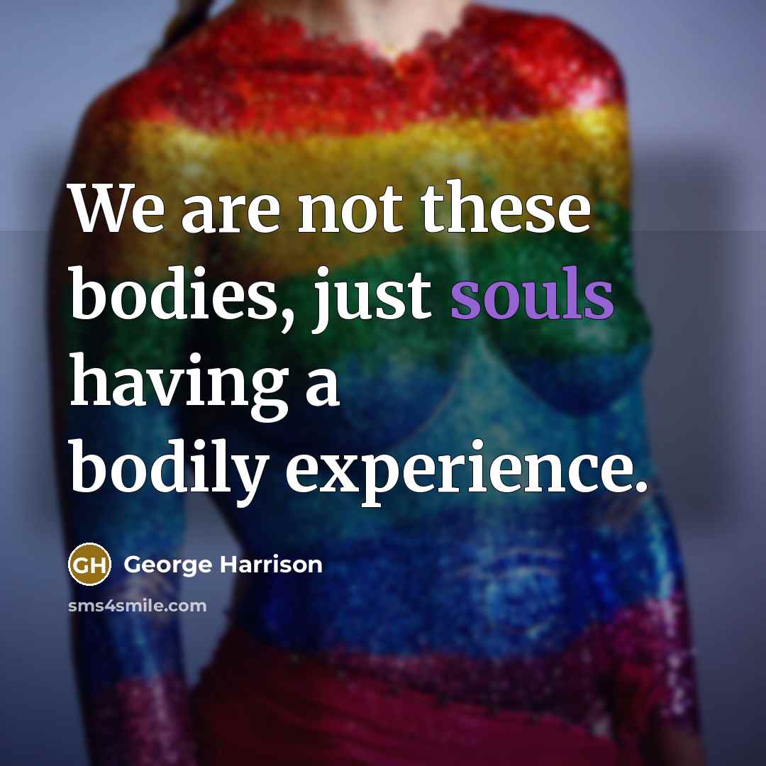 “We are not these bodies, just souls having a bodily experience.” quote by George Harrison