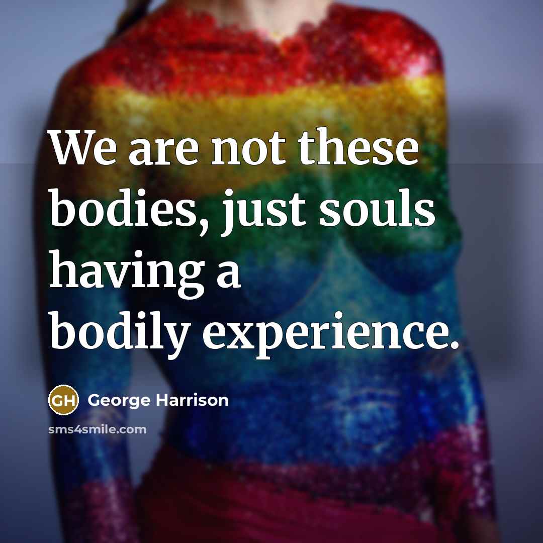 “We are not these bodies, just souls having a bodily…” quote by George Harrison