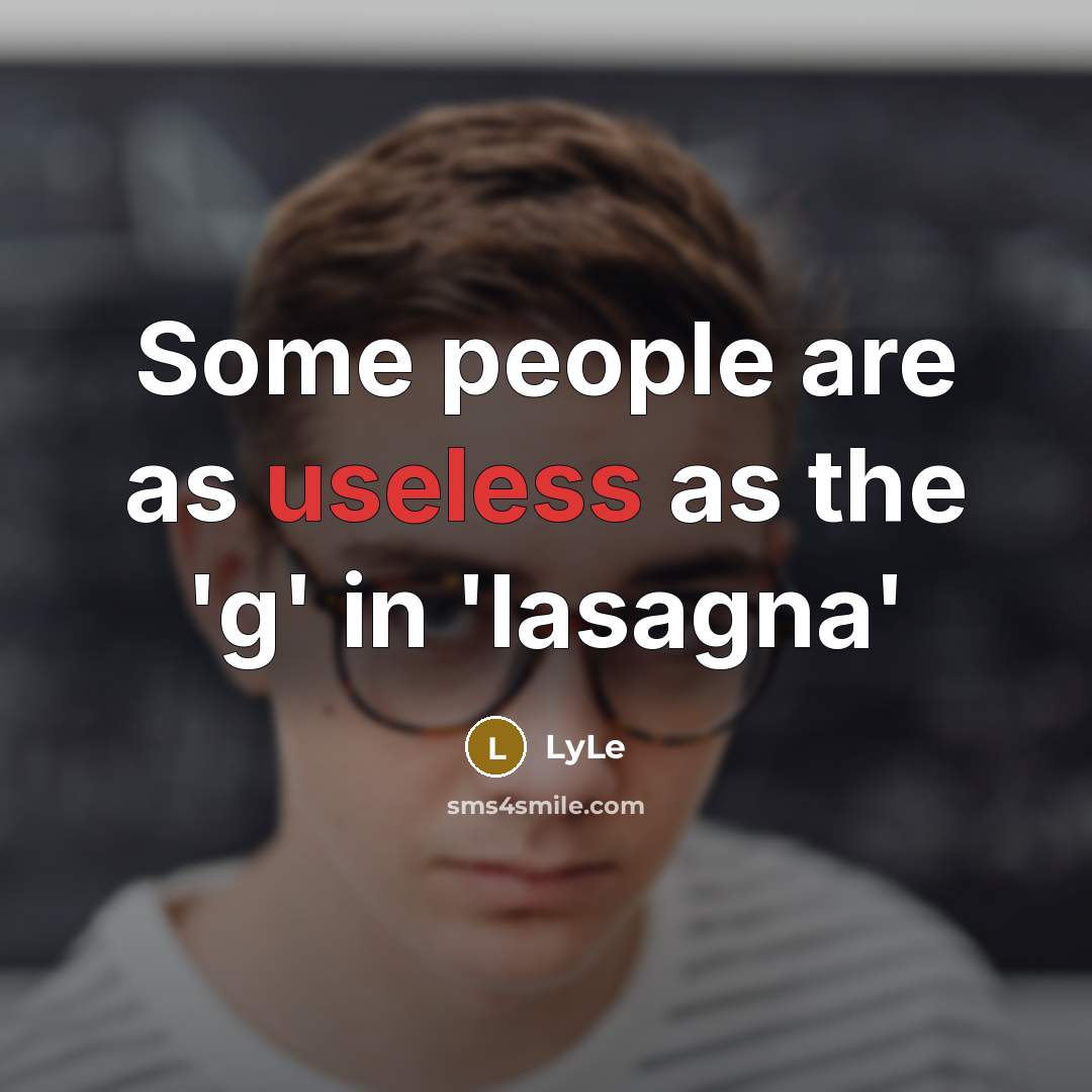 “Some people are as useless as the 'g' in 'lasagna'…” quote by LyLe