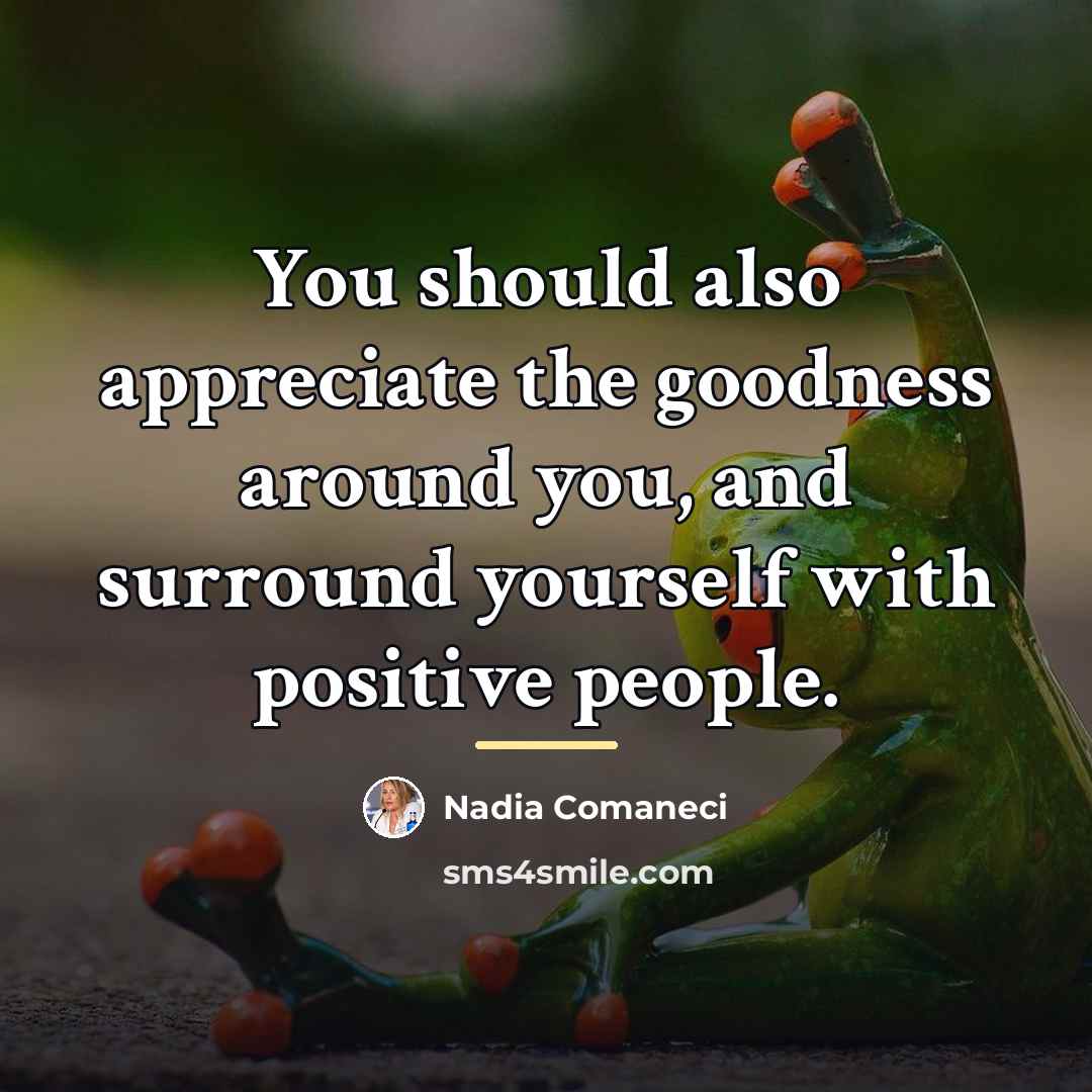 “You should also appreciate the goodness around you, and surround…” quote by Nadia Comaneci