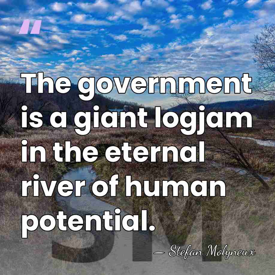 The government is a giant logjam in the eternal river of human&hellip; - Stefan Molyneux