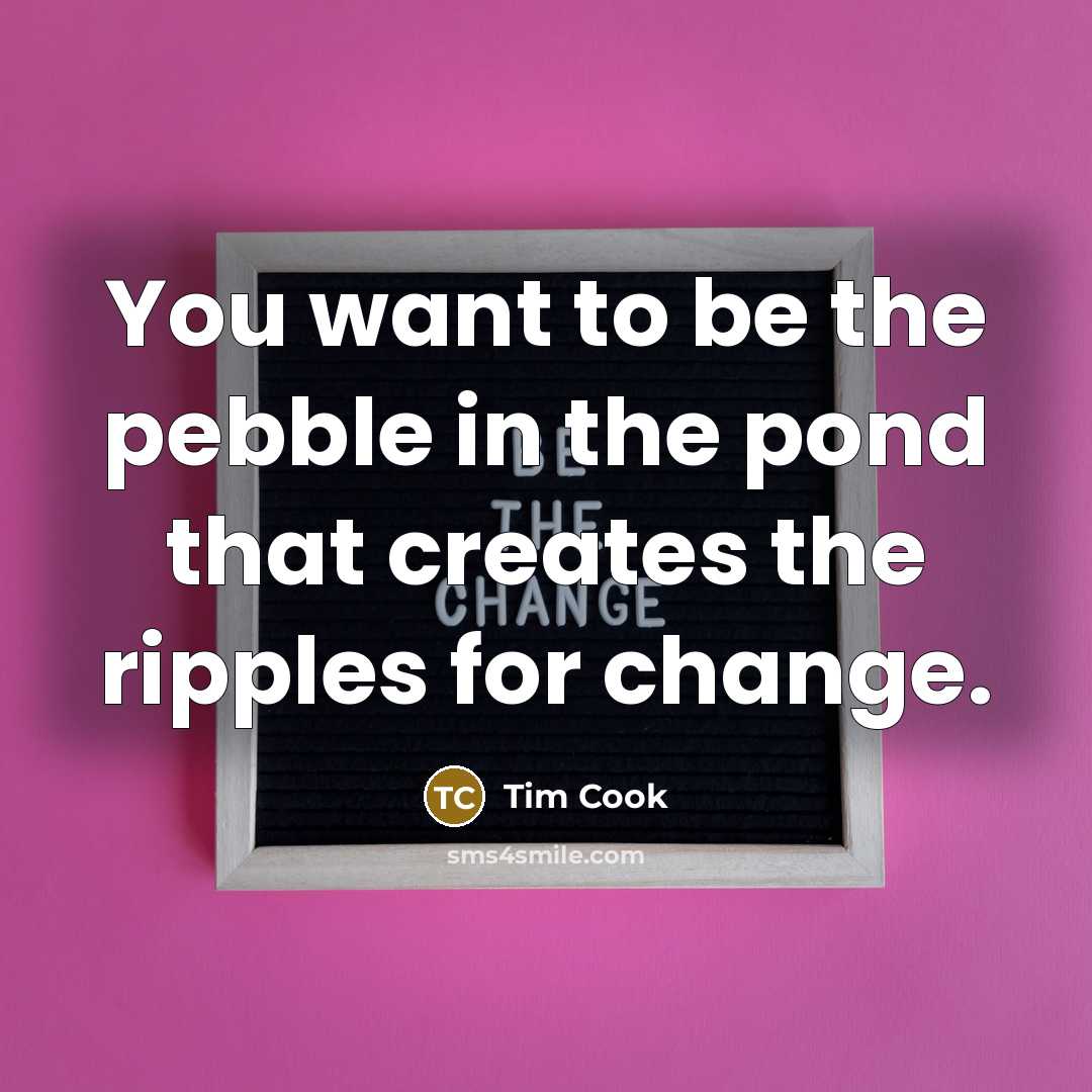 “You want to be the pebble in the pond that…” quote by Tim Cook