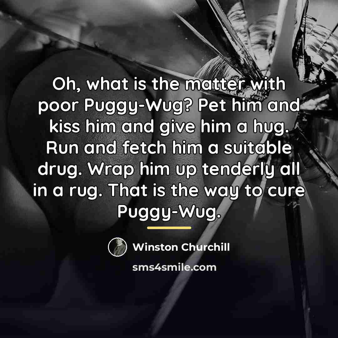 “Oh, what is the matter with poor Puggy-Wug? Pet him…” quote by Winston Churchill