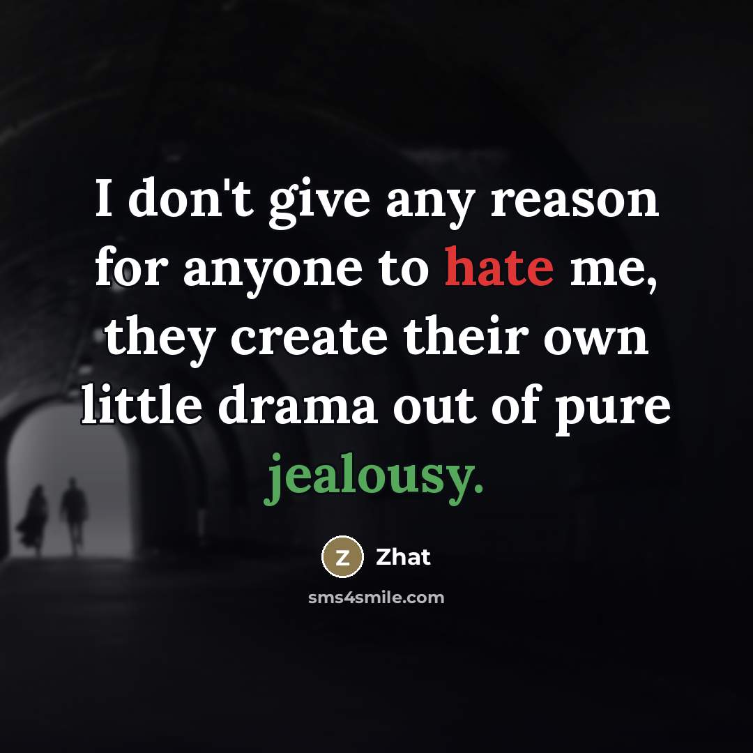 “I don't give any reason for anyone to hate me,…” quote by Zhat
